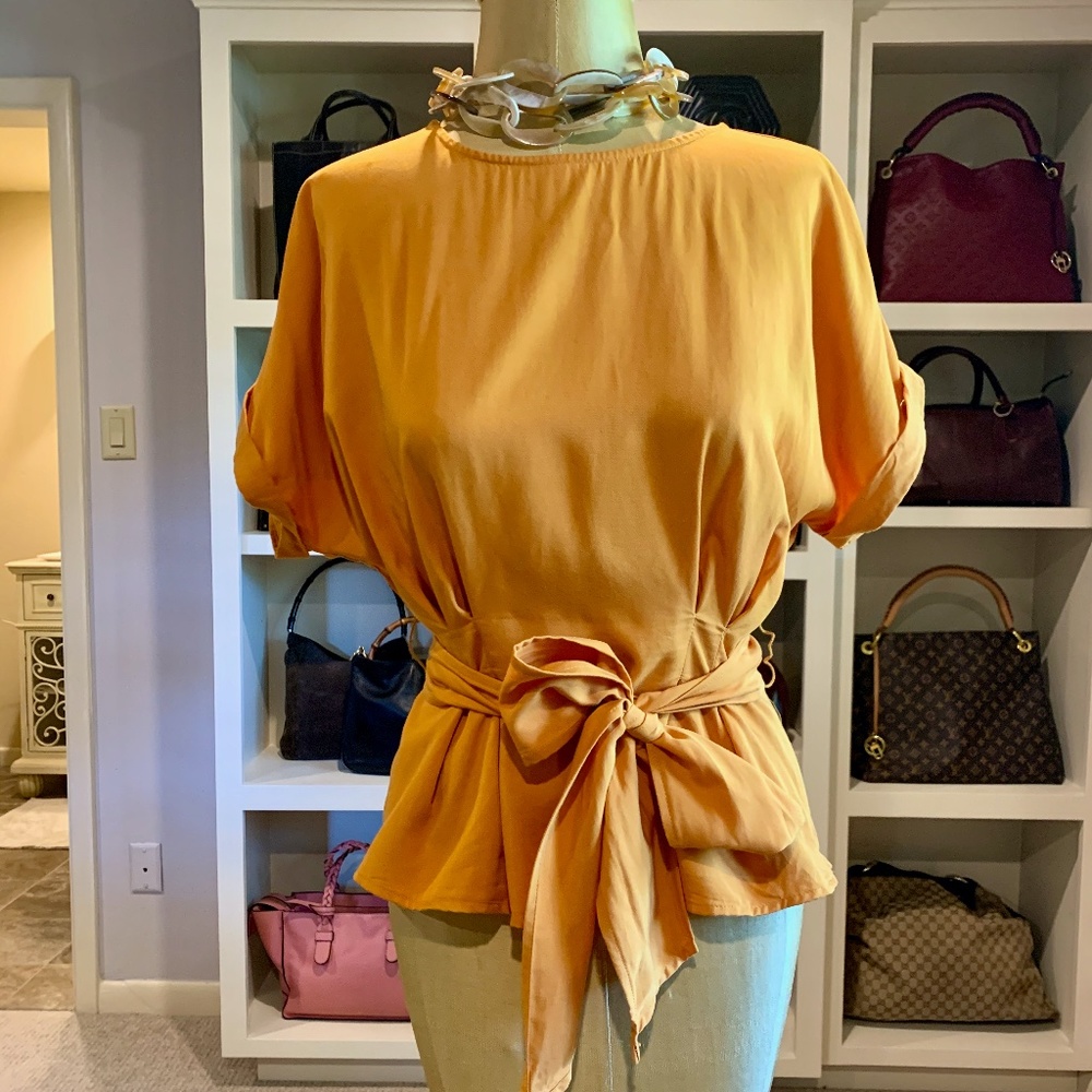 Fabulous Yellow Blouse w/ Tie Waist